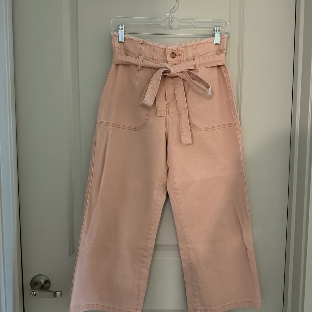 Current Air Blush Frayed Hem Pants